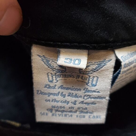 Robin's Jeans Gold And Black Fade Gold Wings Womens Sz 30 Skinny - Picture 10 of 16